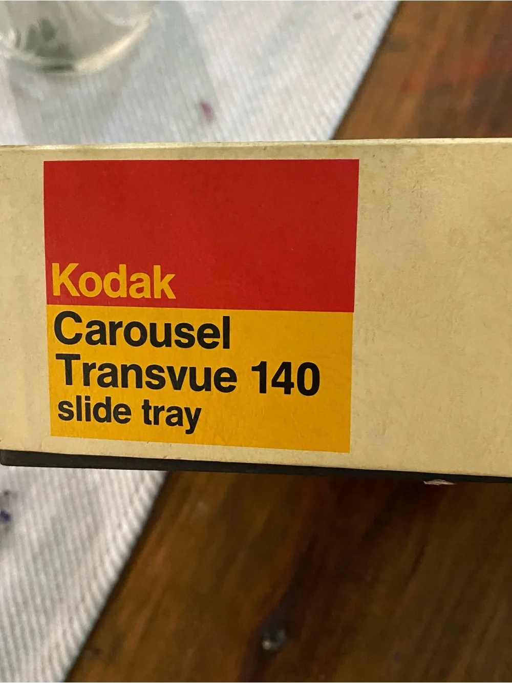 Kodak Transvue 140 Slide Tray Box with Red and Yellow Label